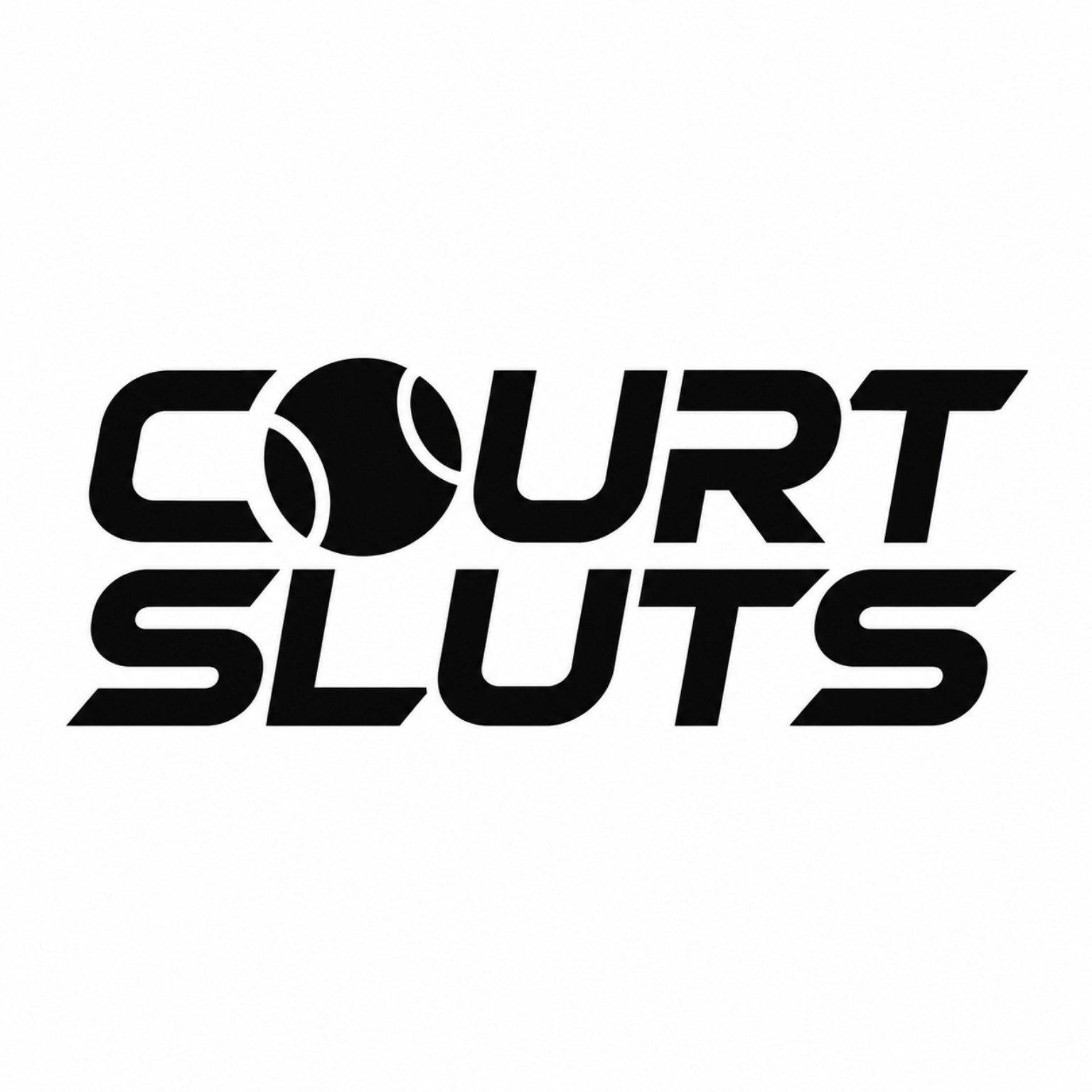 Court Sluts-logo med tennisball i bokstaven O